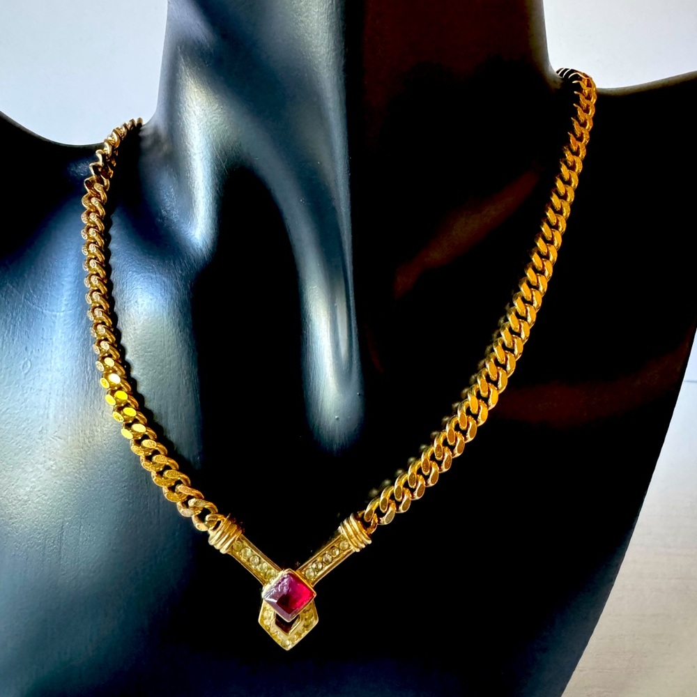 Christian Dior necklace with ruby and crystals